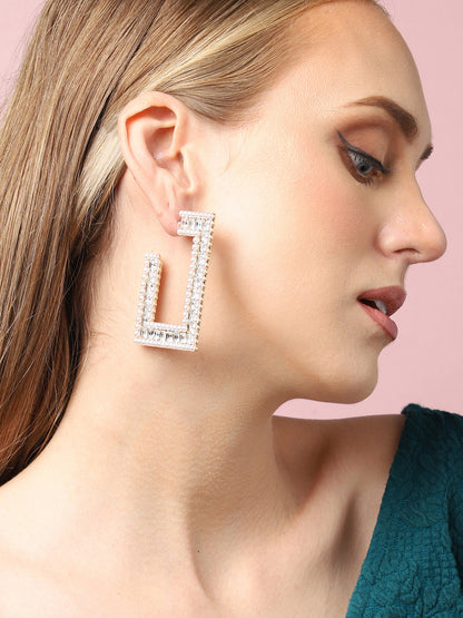 Gold Plated Party Designer Stone Hoop Earring For Women