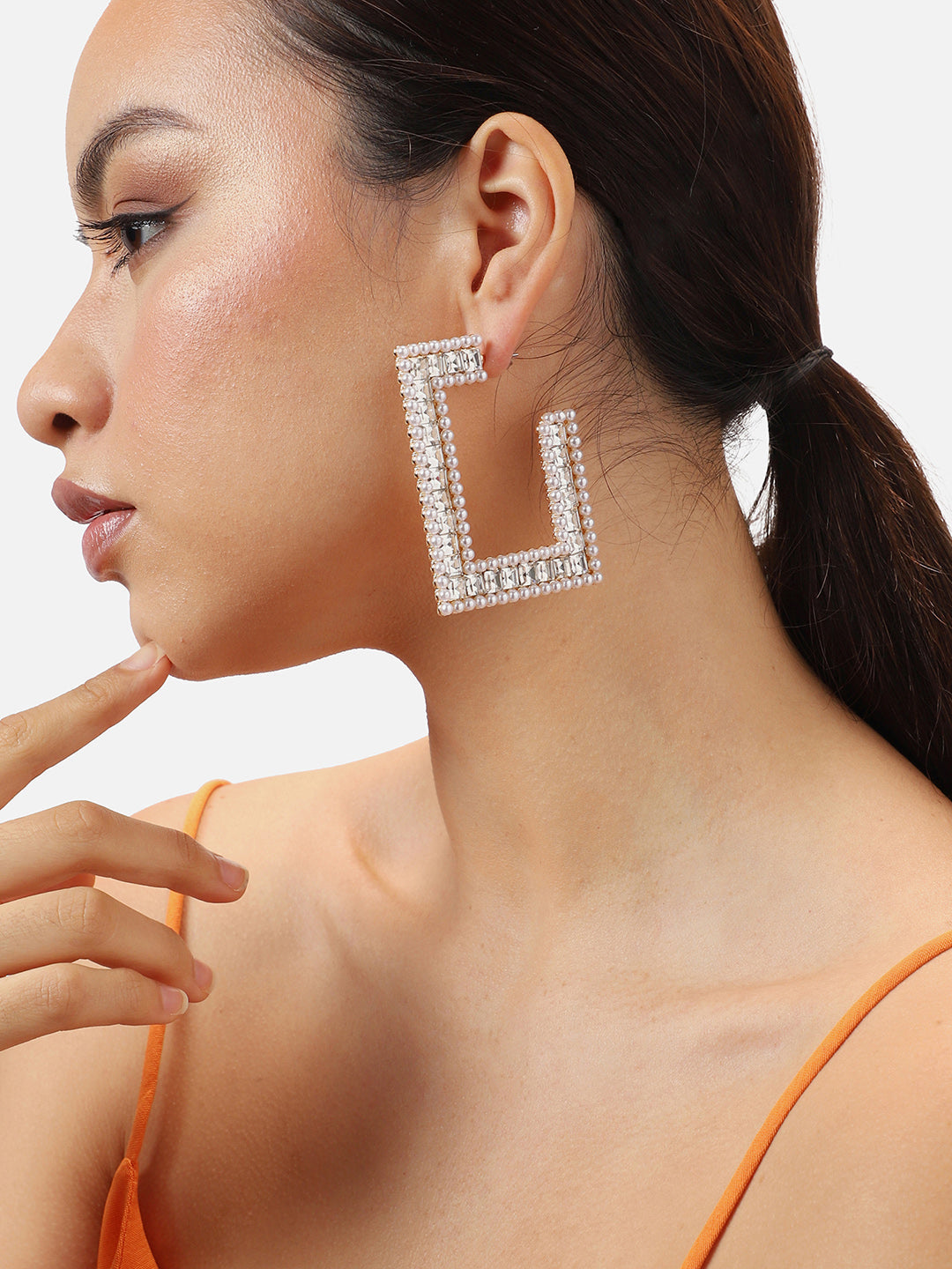 Gold Plated Party Designer Stone Hoop Earring For Women