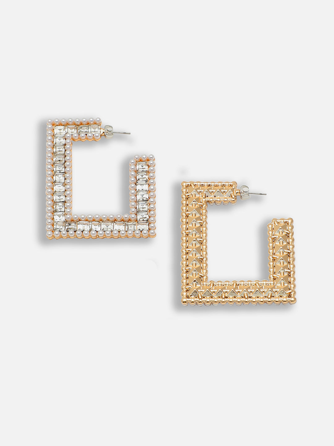 Gold Plated Party Designer Stone Hoop Earring For Women