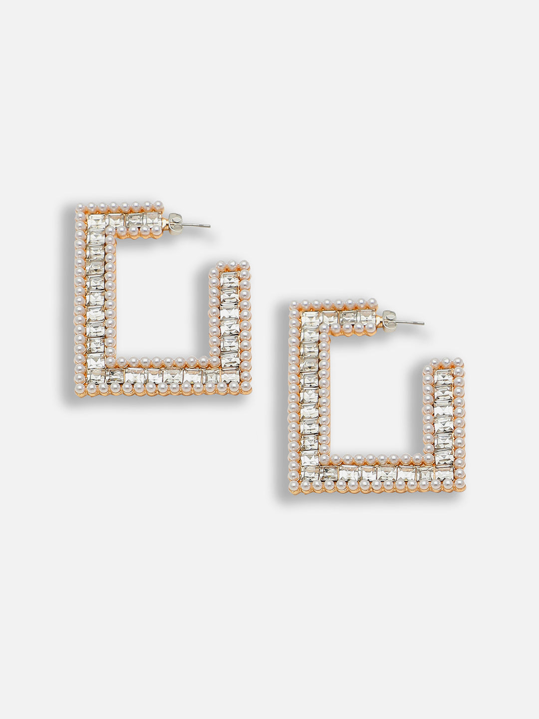 Gold Plated Party Designer Stone Hoop Earring For Women