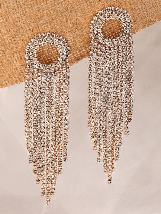 Gold Plated Party Designer Stone Drop Earring For Women