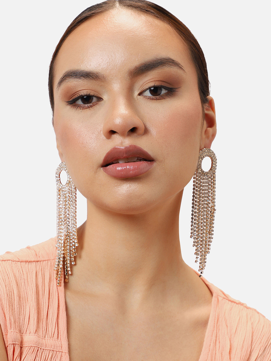 Gold Plated Party Designer Stone Drop Earring For Women