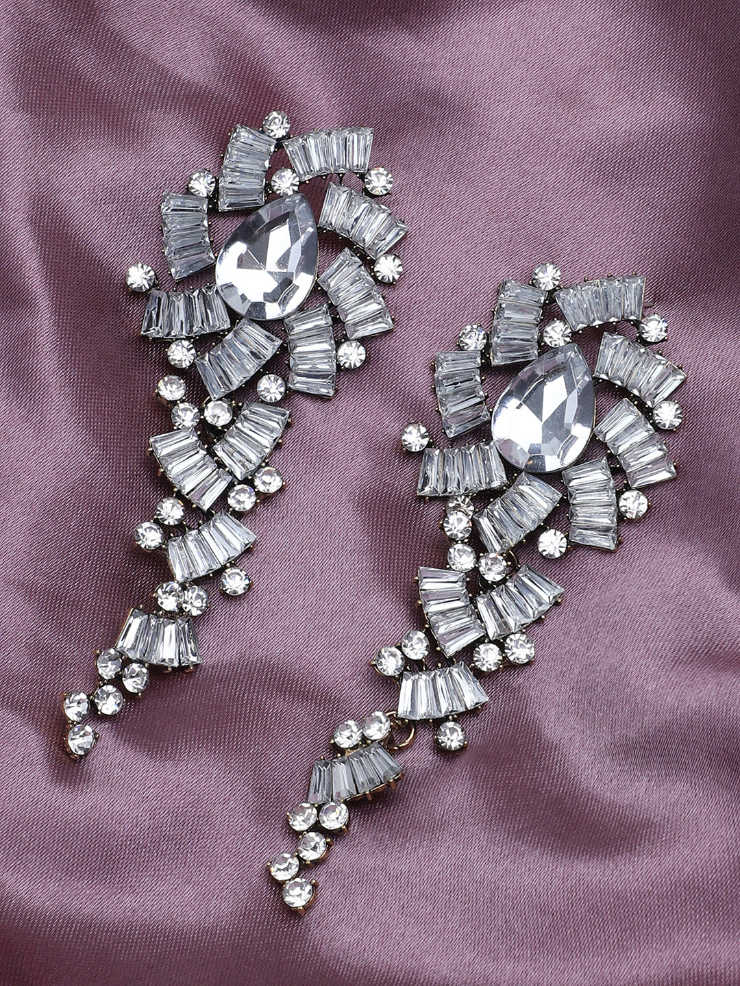 Silver Plated Party Designer Stone Drop Earring For Women