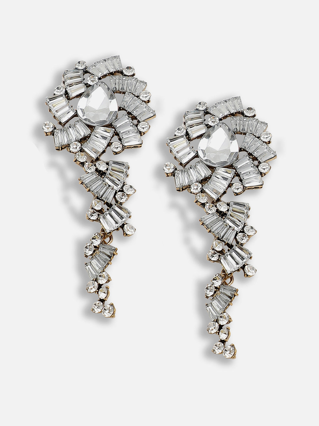 Silver Plated Party Designer Stone Drop Earring For Women