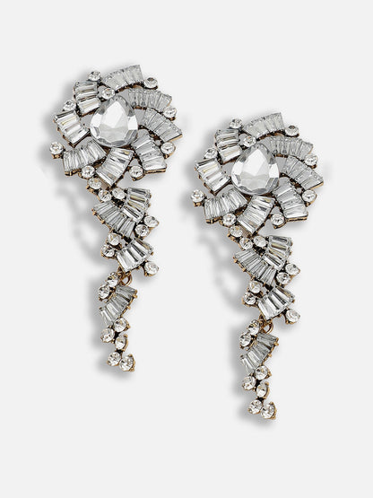 Silver Plated Party Designer Stone Drop Earring For Women