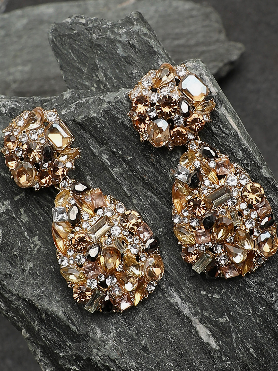 Gold Plated Party Designer Stone Drop Earring For Women