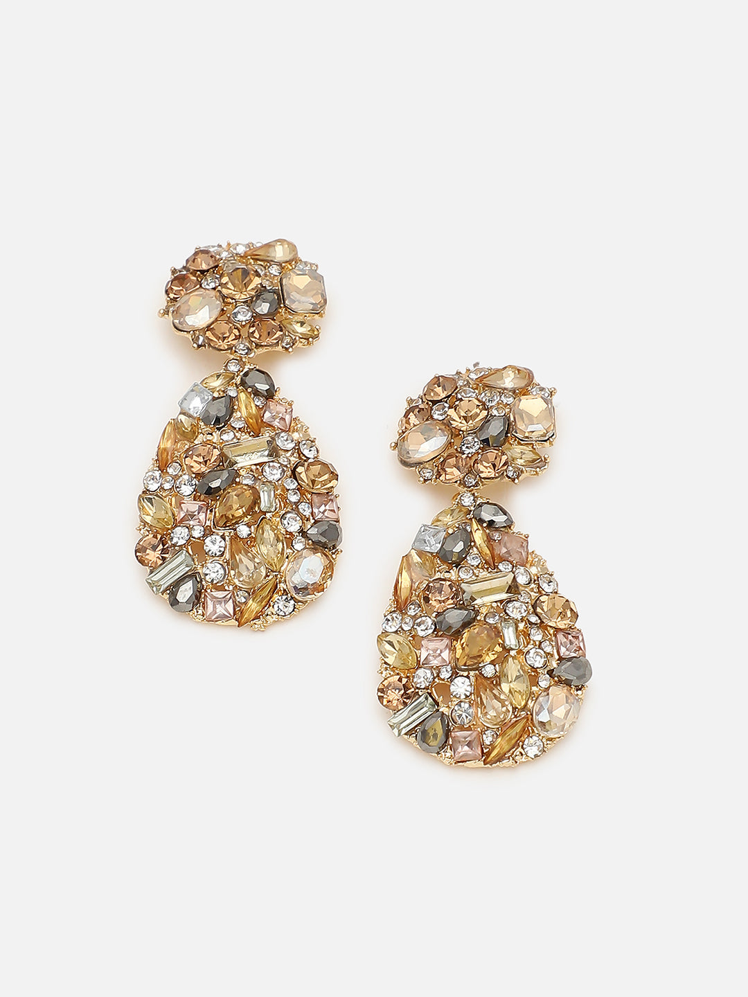 Gold Plated Party Designer Stone Drop Earring For Women