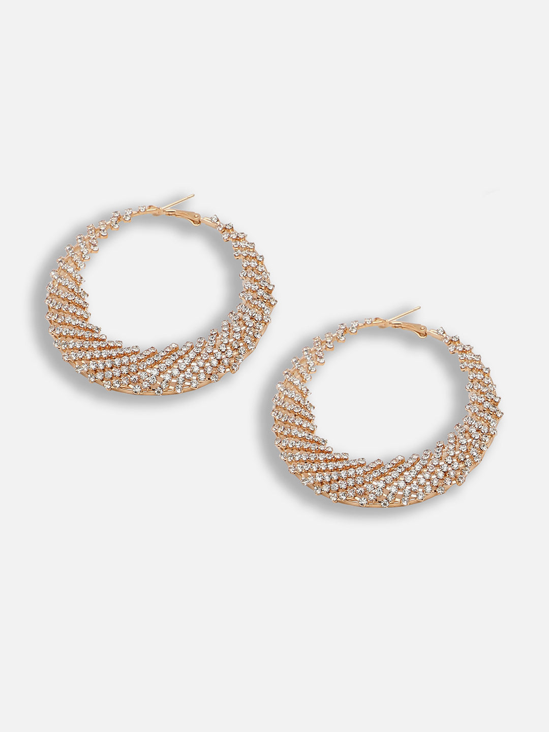 Gold Plated Party Designer Stone Hoop Earring For Women