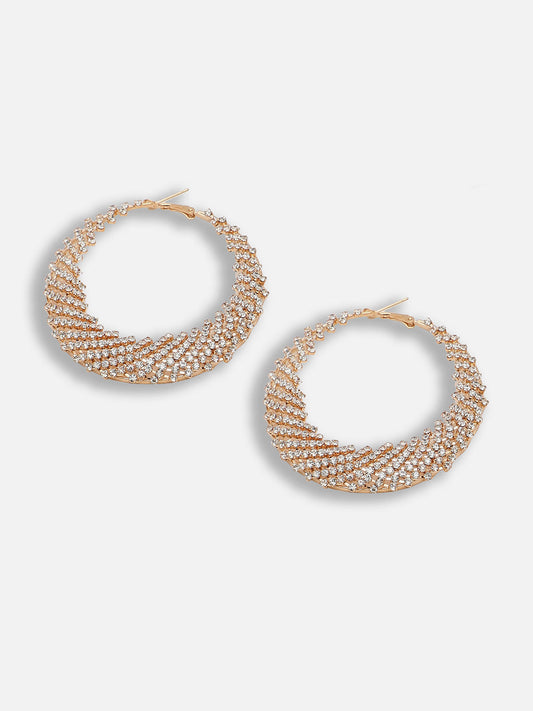 Gold Plated Party Designer Stone Hoop Earring For Women