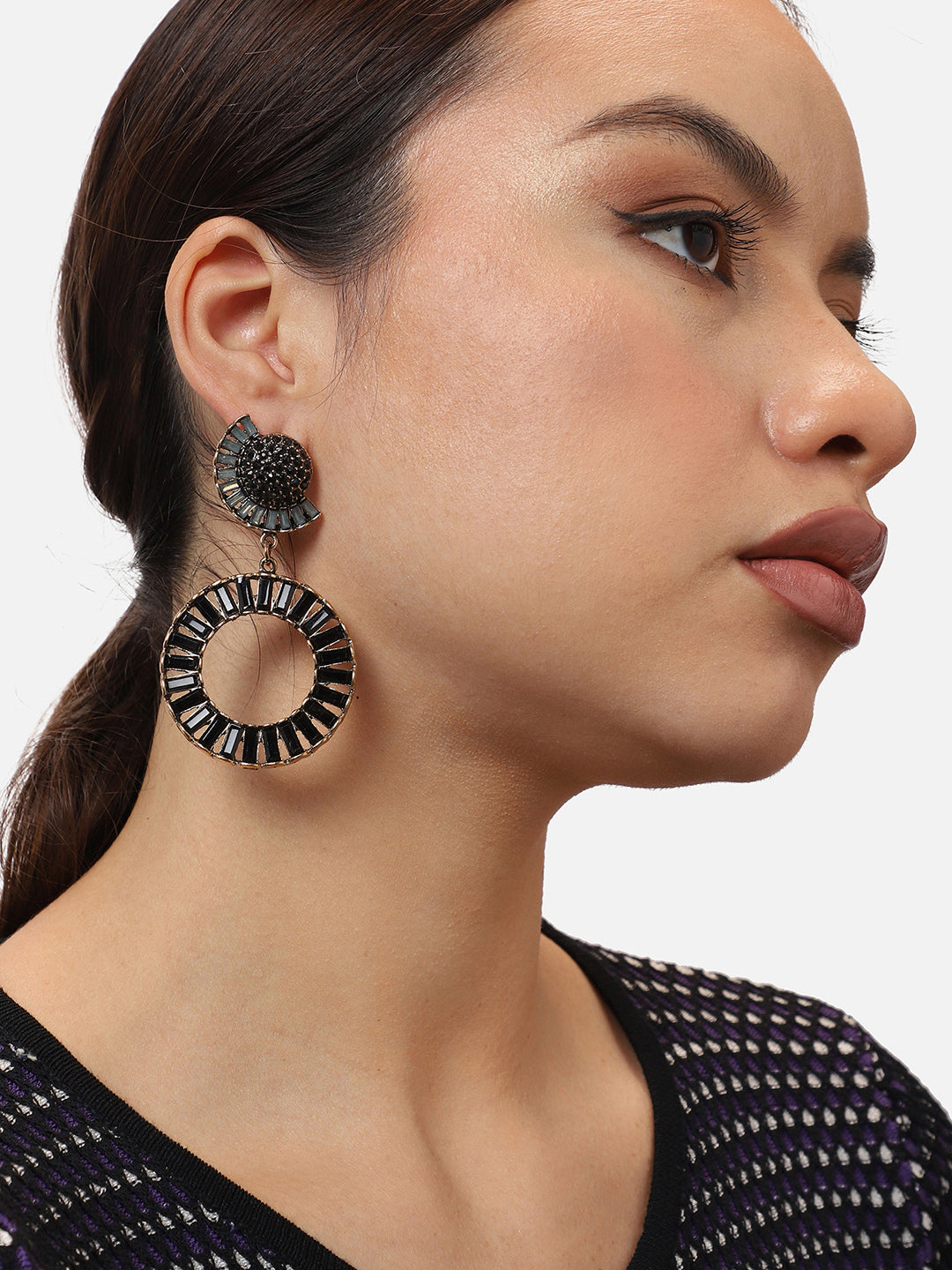 Gold Plated Party Designer Stone Drop Earring For Women
