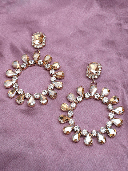 Gold Plated Party Designer Stone Drop Earring For Women