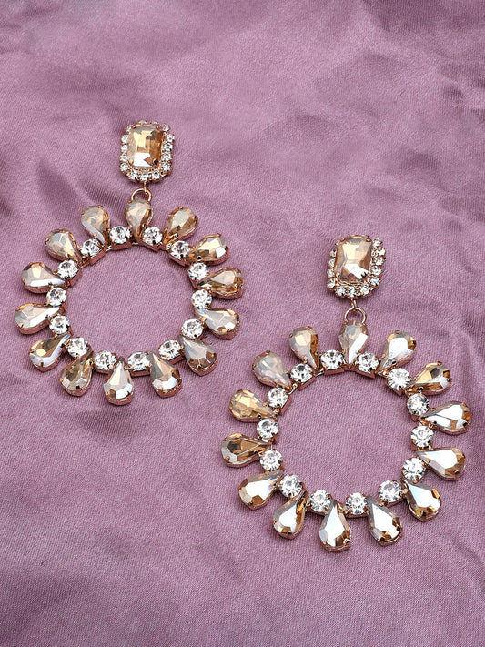 Gold Plated Party Designer Stone Drop Earring For Women