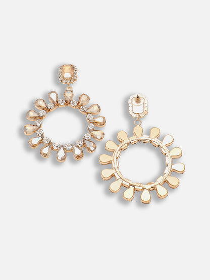 Gold Plated Party Designer Stone Drop Earring For Women
