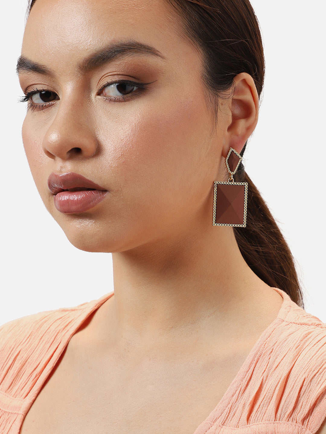 Gold Plated Party Designer Stone Drop Earring For Women