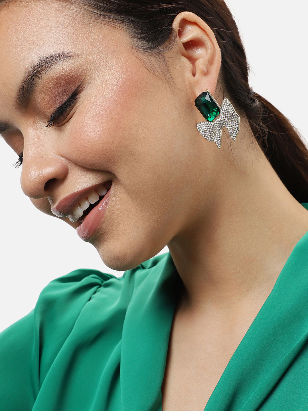 Gold Plated Party Designer Stone Stud For Women