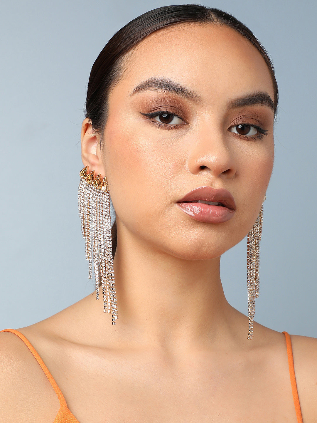 Gold Plated Party Designer Stone Drop Earring For Women