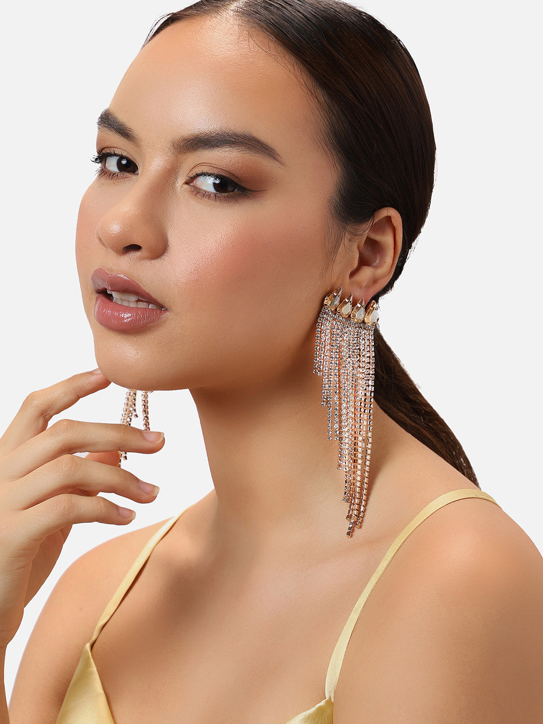 Gold Plated Party Designer Stone Drop Earring For Women