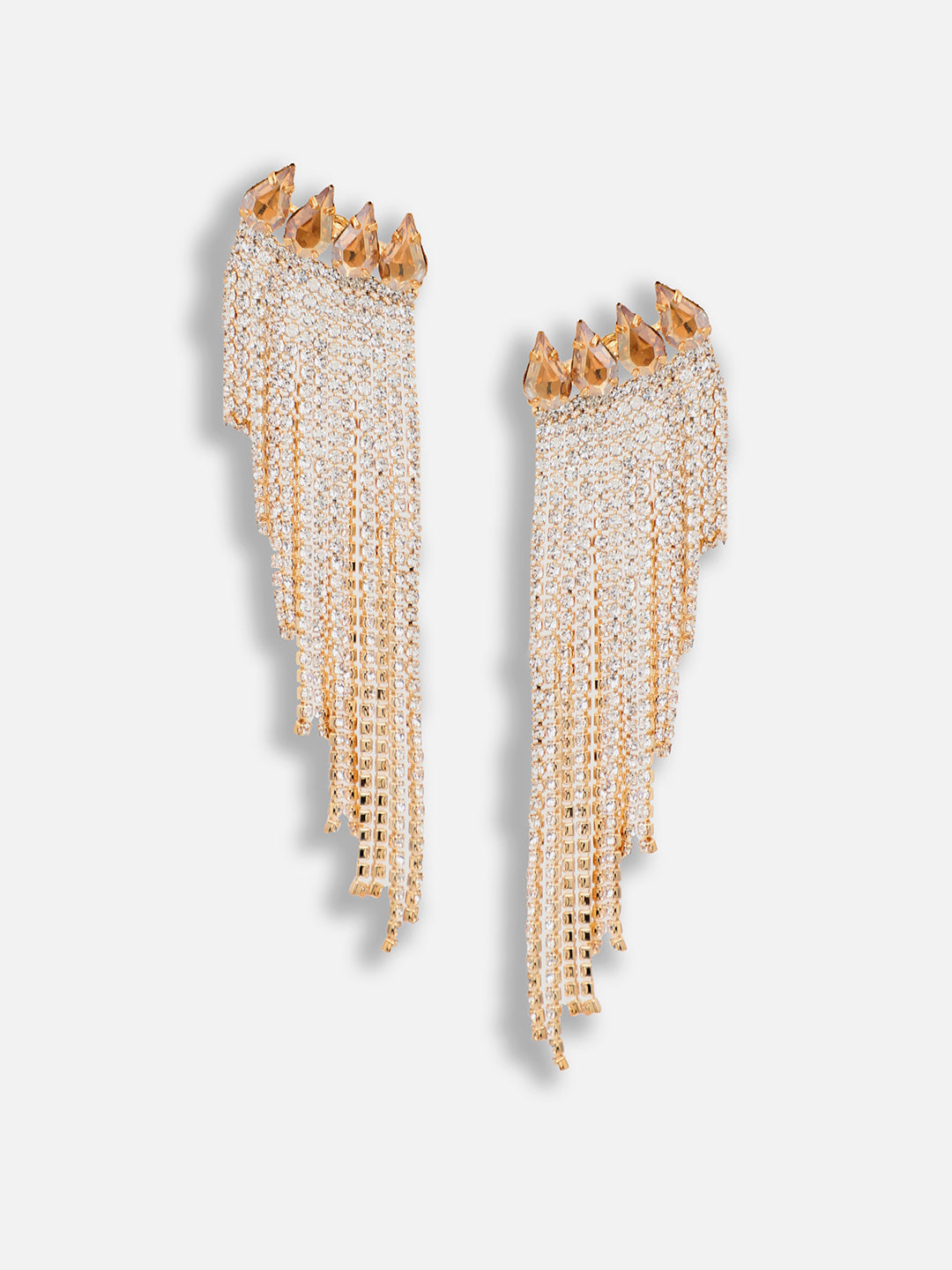 Gold Plated Party Designer Stone Drop Earring For Women