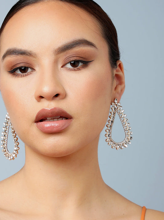 Gold Plated Party Designer Stone Drop Earring For Women