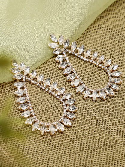 Gold Plated Party Designer Stone Drop Earring For Women