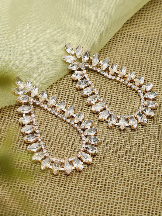 Gold Plated Party Designer Stone Drop Earring For Women