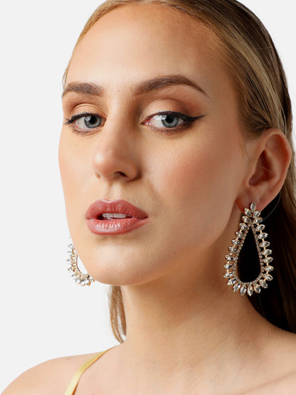 Gold Plated Party Designer Stone Drop Earring For Women