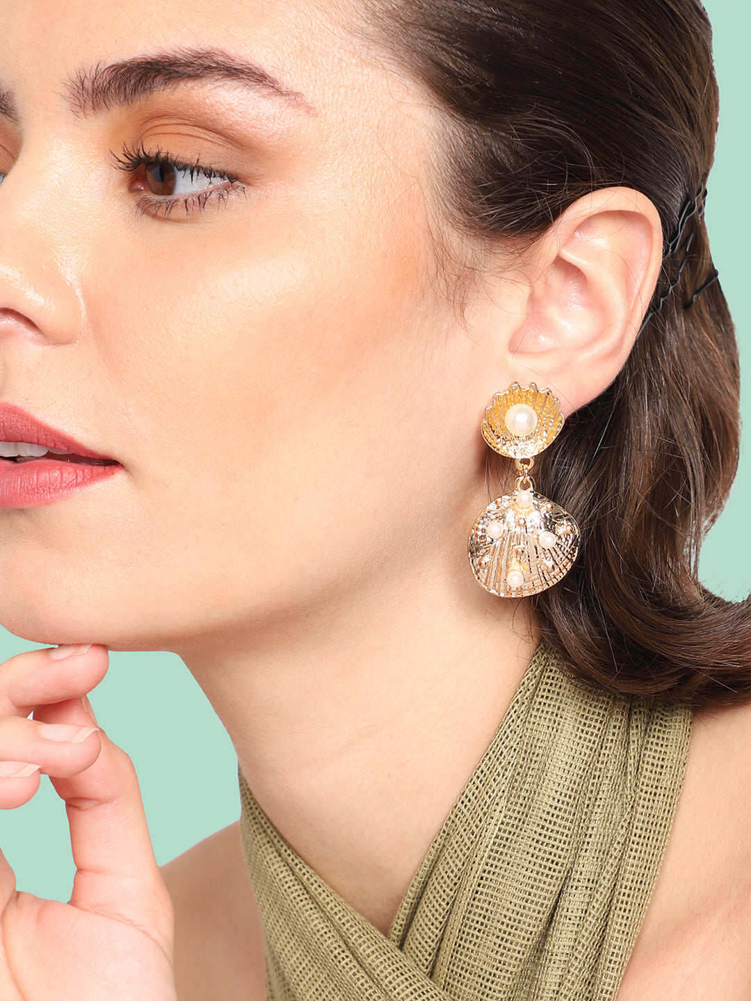 Gold Plated Party Designer Stone Drop Earring
