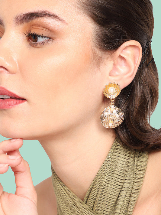 Gold Plated Party Designer Stone Drop Earring