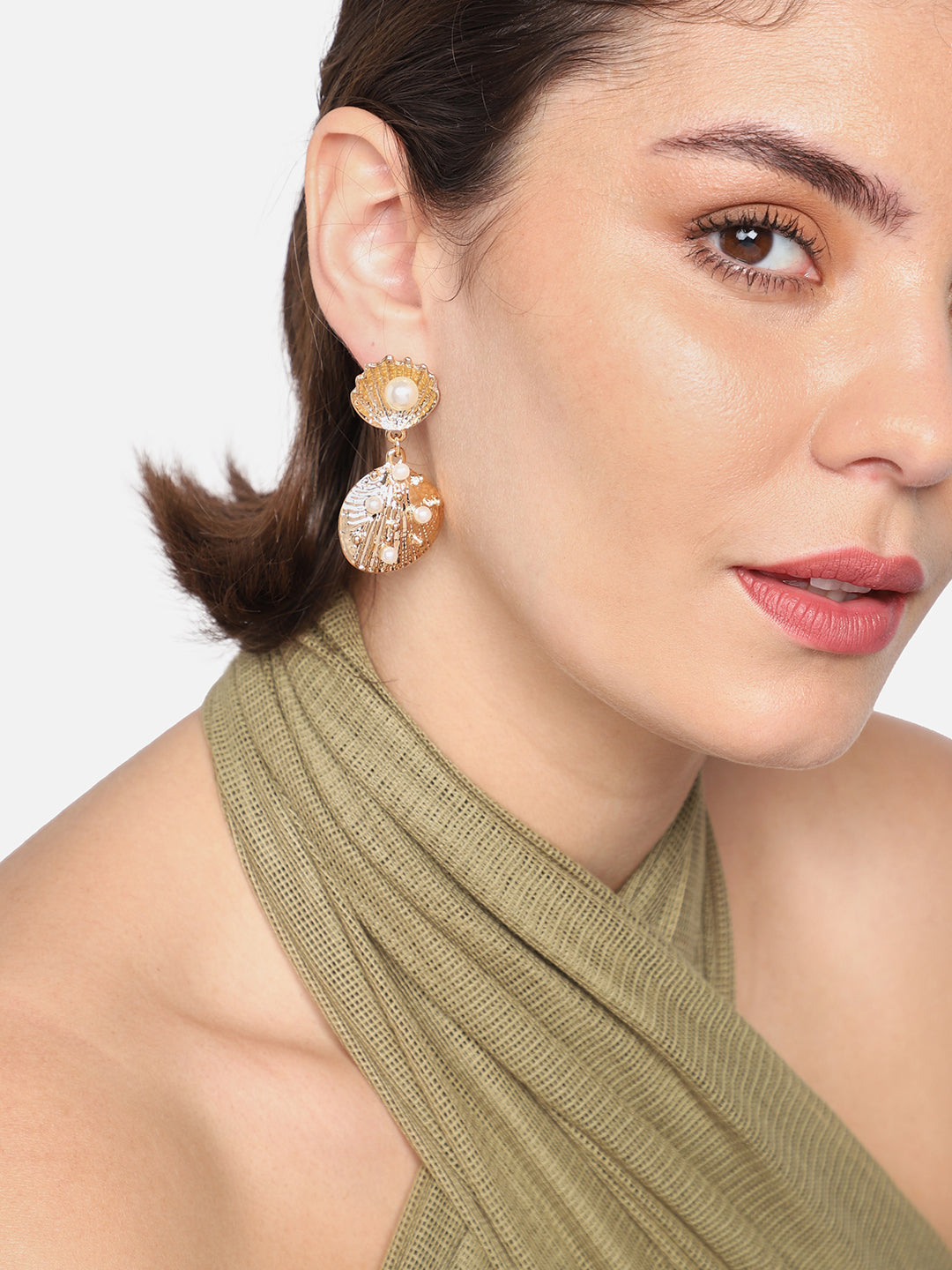 Gold Plated Party Designer Stone Drop Earring