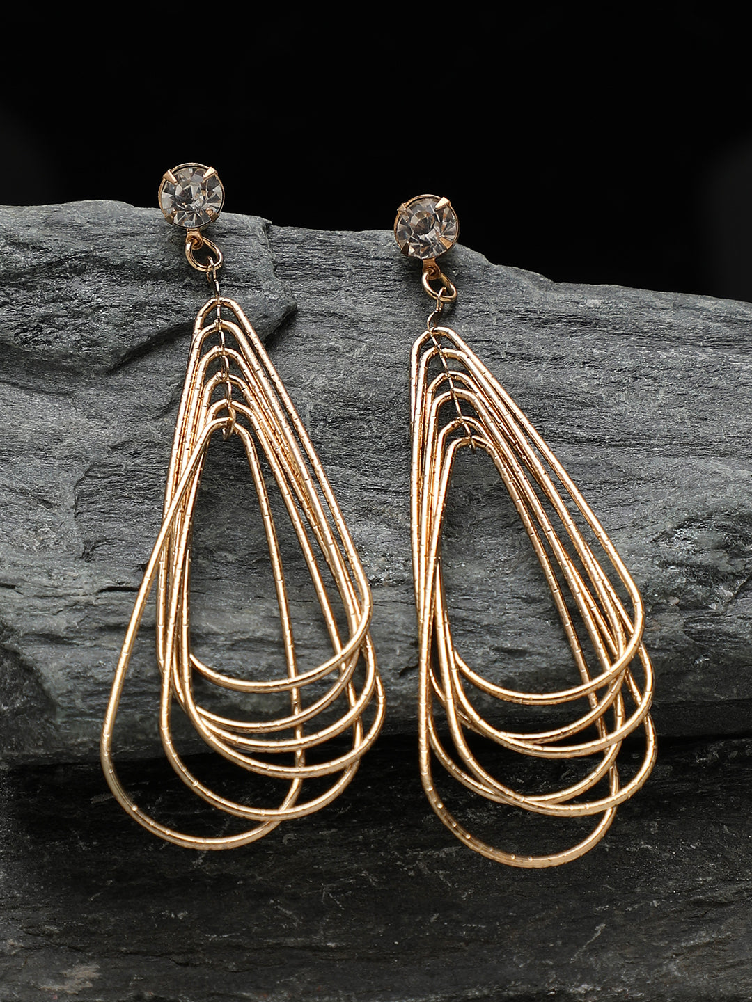 Gold Plated Party Designer Stone Drop Earring