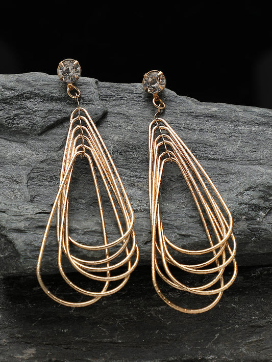 Gold Plated Party Designer Stone Drop Earring