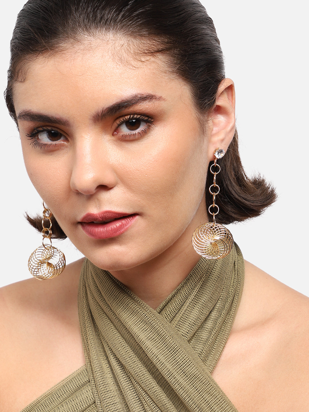 Gold Plated Party Designer Stone Drop Earring For Women
