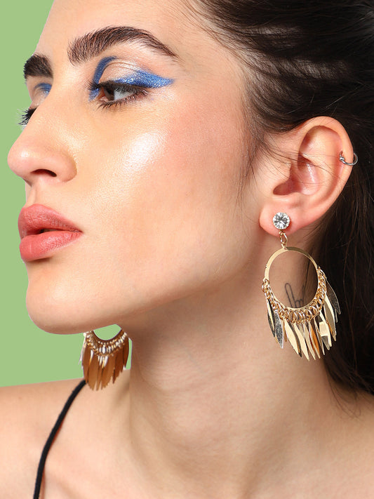 Gold Plated Party Designer Stone Drop Earring For Women