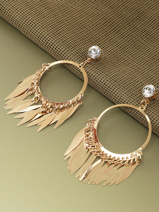 Gold Plated Party Designer Stone Drop Earring For Women