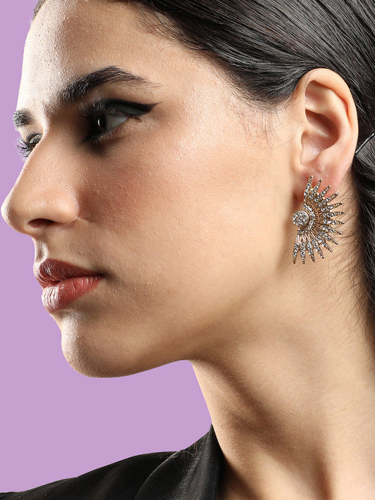 Gold Plated Party Designer Stone Stud For Women