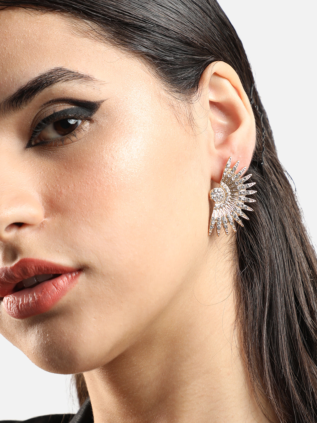 Gold Plated Party Designer Stone Stud For Women