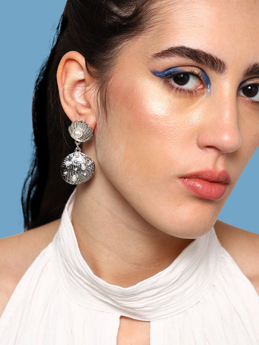 Silver Plated Party Designer Stone Drop Earring For Women