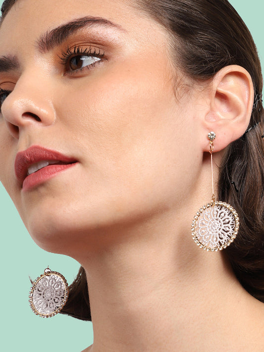 Gold Plated Party Designer Stone Drop Earring For Women