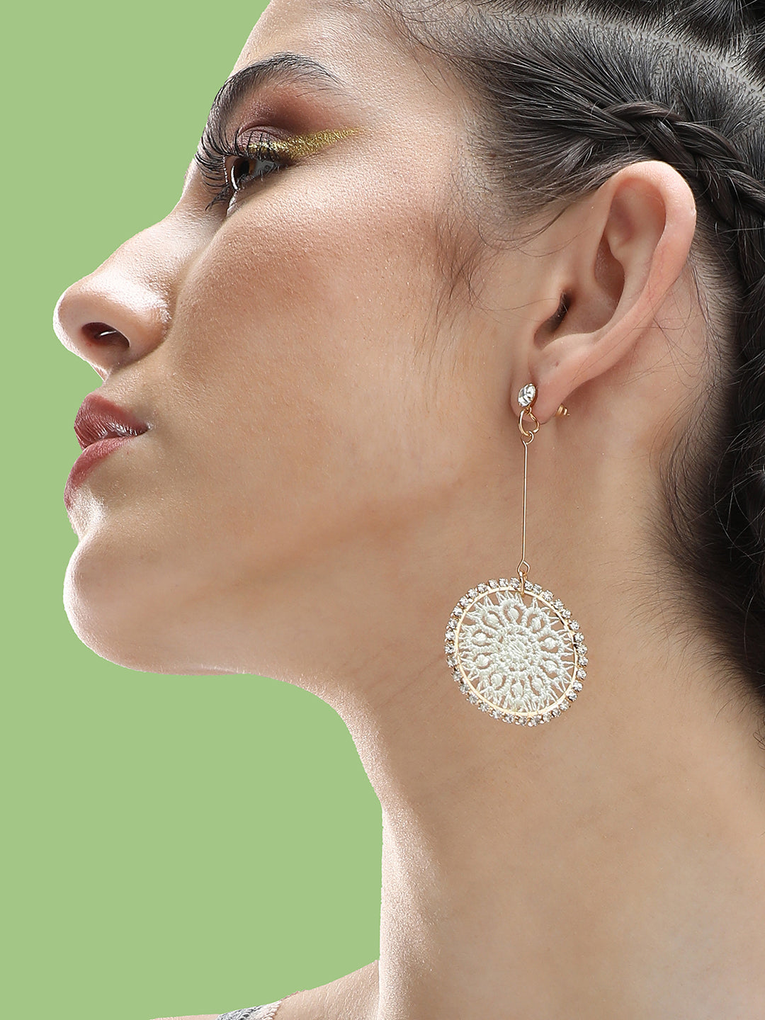 Gold Plated Party Designer Stone Drop Earring For Women