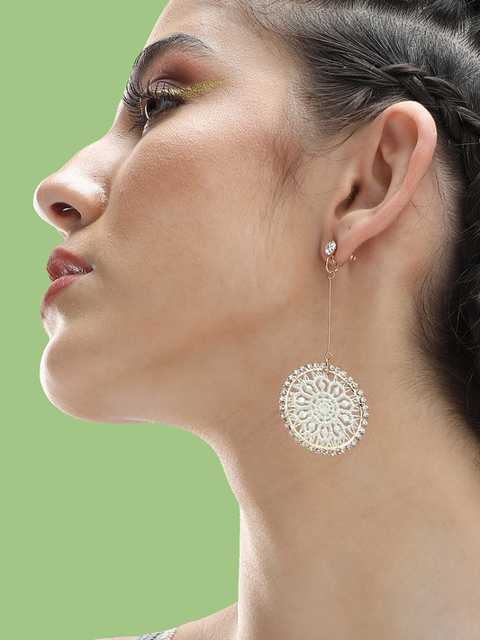 Gold Plated Party Designer Stone Drop Earring For Women