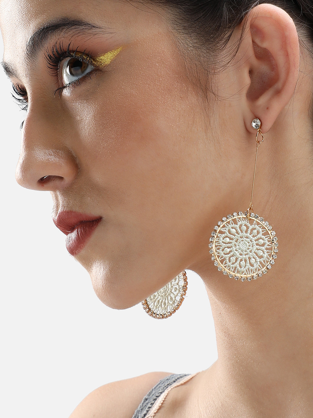 Gold Plated Party Designer Stone Drop Earring For Women