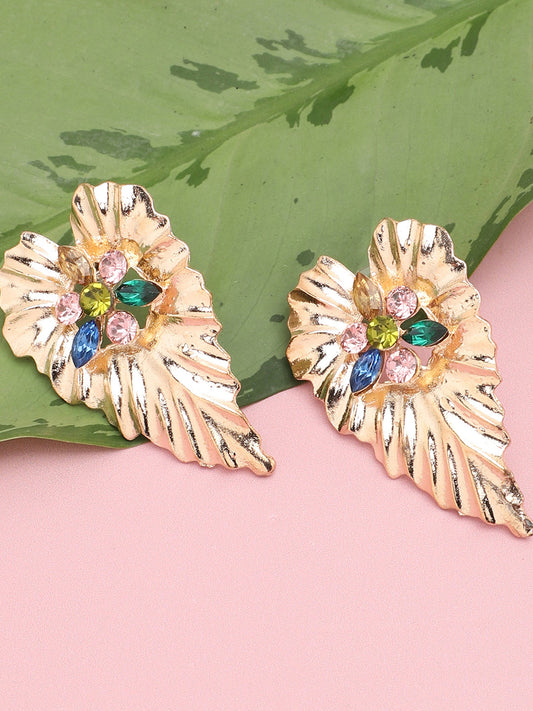 Gold Plated Party Designer Stone Drop Earring For Women