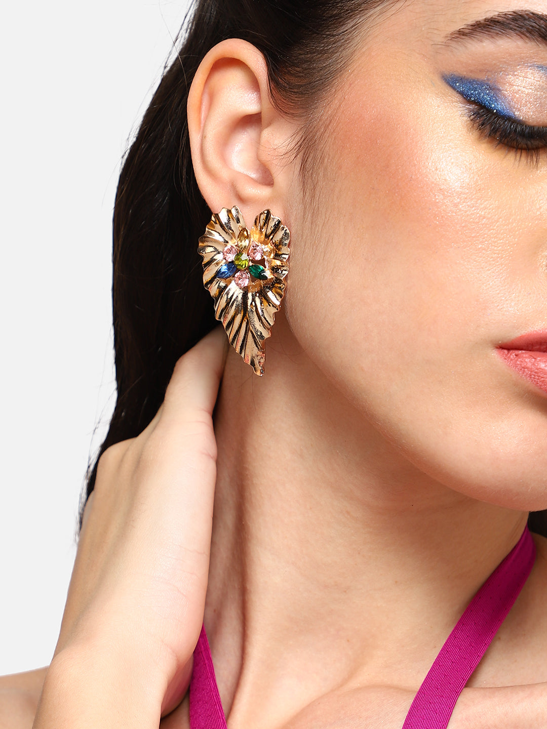 Gold Plated Party Designer Stone Drop Earring For Women