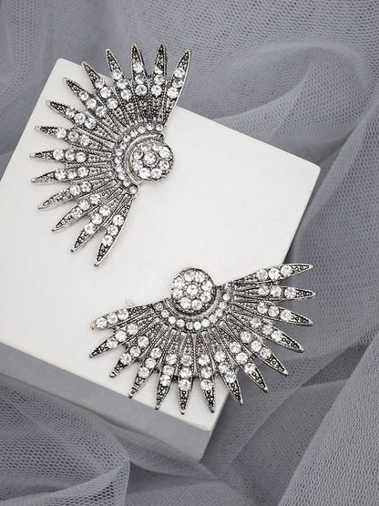 SILVER PLATED PARTY DESIGNER STONE STUD FOR WOMEN