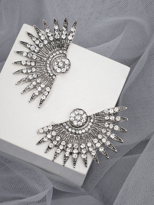 SILVER PLATED PARTY DESIGNER STONE STUD FOR WOMEN