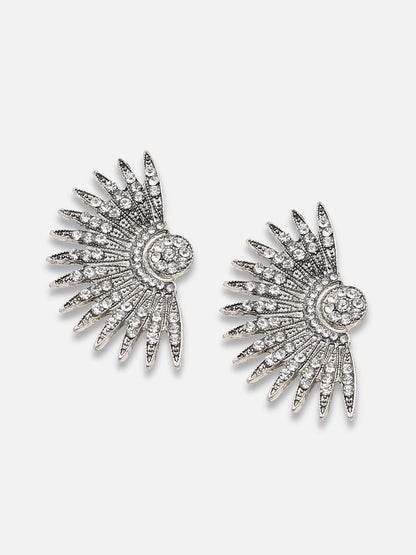 SILVER PLATED PARTY DESIGNER STONE STUD FOR WOMEN