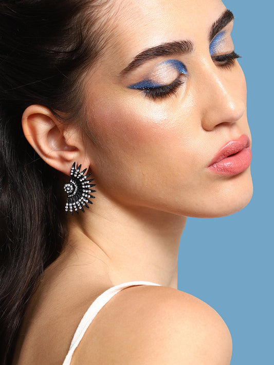 GOLD PLATED PARTY DESIGNER STONE STUD FOR WOMEN