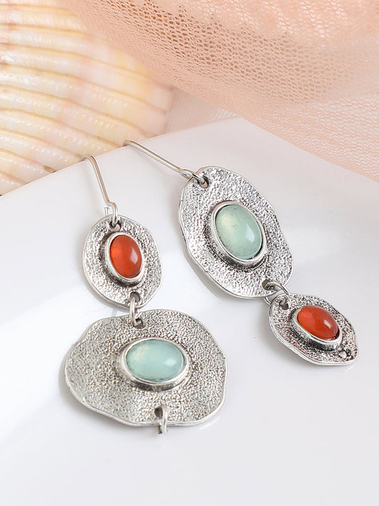 GOLD PLATED PARTY DESIGNER STONE DROP EARRING FOR WOMEN