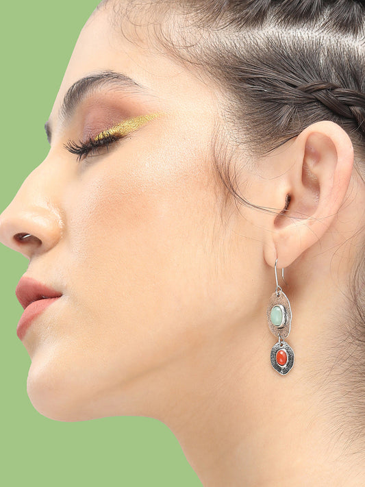 GOLD PLATED PARTY DESIGNER STONE DROP EARRING FOR WOMEN