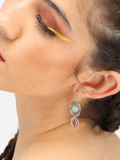 GOLD PLATED PARTY DESIGNER STONE DROP EARRING FOR WOMEN